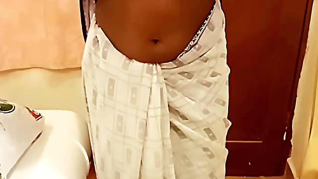 Desi Tamil Wife Renu Panties Body Show &amp; Slow Saree Dressing Tease for Secret Bestie! Indianhotwifex