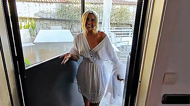 A Nosy Neighbor Spies on Me While Im Taking a Shower and Ends up Fucking Me Hard and Cumming All Over Me