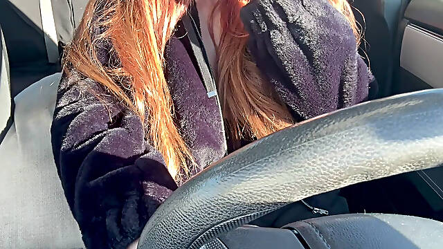 New Long Car Ride with Artemisia Love Flashing Her Horny Juicy Big Boobs Long Hair Fetish Hard Nipples