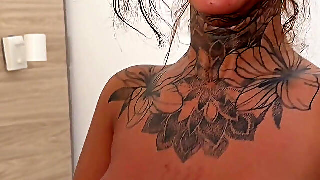 Tattooed MILF Screams as Cock Stretches Her Hairy Holes Wide