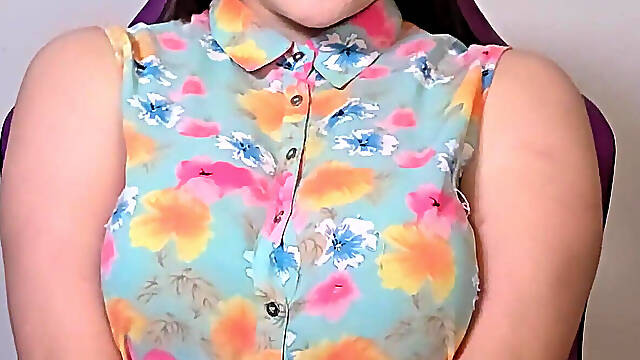 Big Tits Tease in Tight Buttoned Blouse