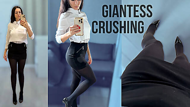Giantess Crushing in Pantyhose and High Heels