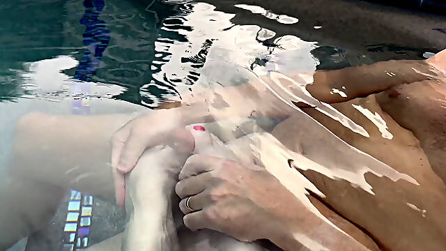 Footjob in Pool with Underwater Cumshot