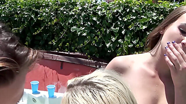 Pervs on Patrol - Voluptuous Rylie Richman & Chloe Get Caught on Camera During a Wet & Wild Threeway Pool 3some