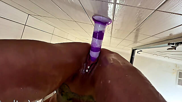 4K Carlie Vixen Hotwife MILF Shower Dildo Fuck After Long Day